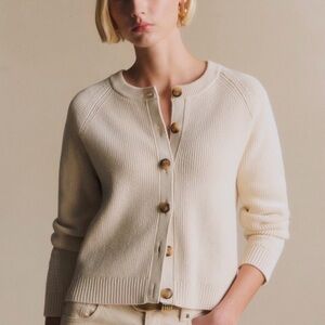 Sézane Isaure Ecru Button-Up Women's Sweater